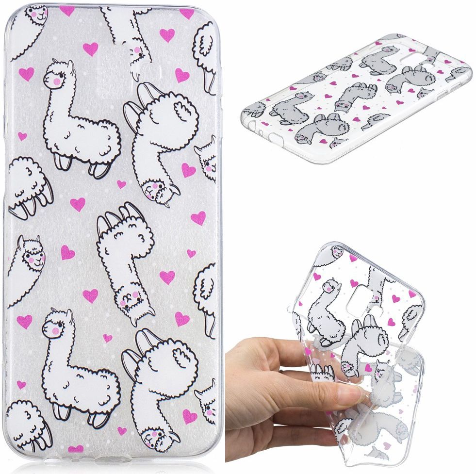 Samsung Galaxy J6 Plus TPU Backcover Print met Alpaca afbeelding 2