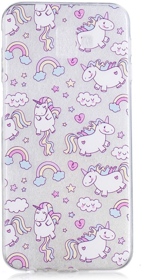 Samsung Galaxy J6 Plus TPU Backcover Print met Lovely Unicorns afbeelding 1