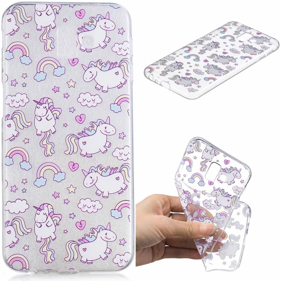 Samsung Galaxy J6 Plus TPU Backcover Print met Lovely Unicorns afbeelding 2