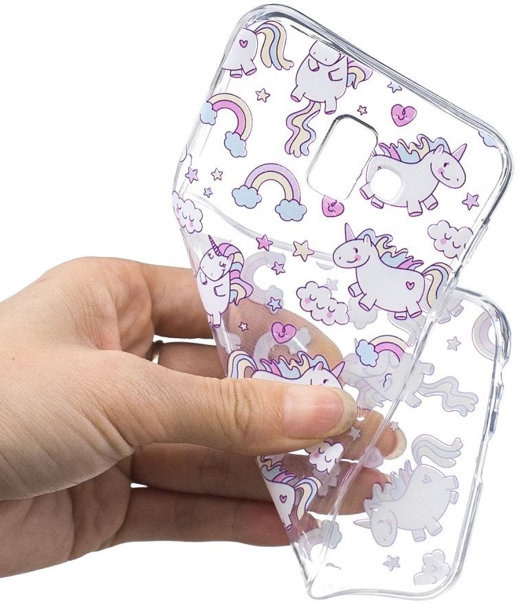 Samsung Galaxy J6 Plus TPU Backcover Print met Lovely Unicorns afbeelding 4