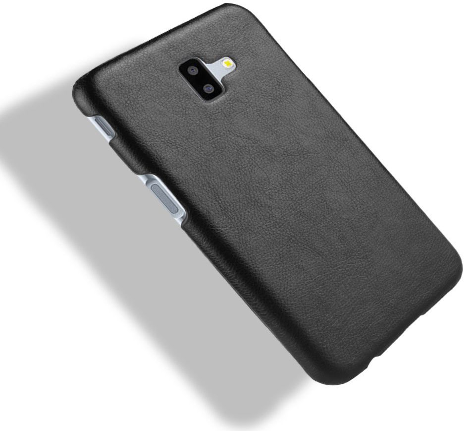 Samsung Galaxy J6 Plus Kunstlederen Coating Hoesje Zwart afbeelding 4