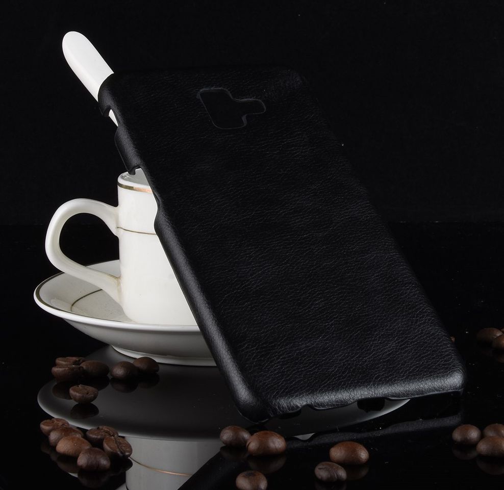 Samsung Galaxy J6 Plus Kunstlederen Coating Hoesje Zwart afbeelding 5