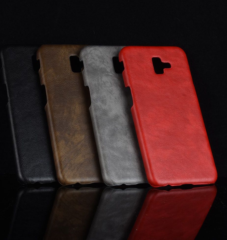 Samsung Galaxy J6 Plus Kunstlederen Coating Hoesje Zwart afbeelding 6