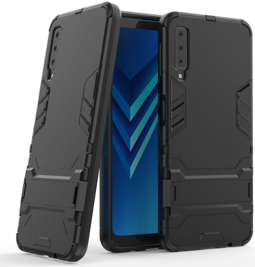 Samsung Galaxy A7 (2018) Hybride Hoesje met Standaard Zwart afbeelding 3