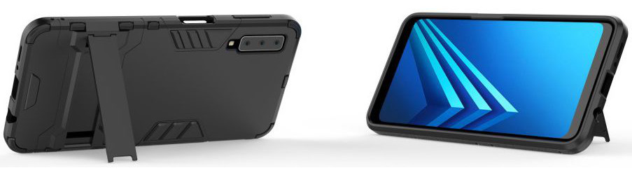 Samsung Galaxy A7 (2018) Hybride Hoesje met Standaard Zwart afbeelding 7