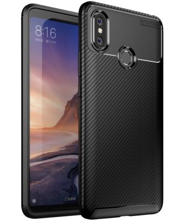 Xiaomi Mi Max 3 Siliconen Carbon Hoesje Zwart Hoesjes
