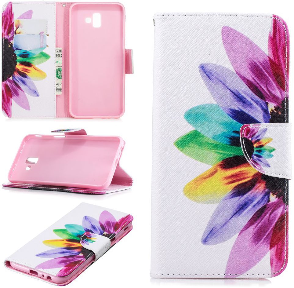 Samsung Galaxy J6 Plus Portemonnee Hoesje Colorful Petals afbeelding 2