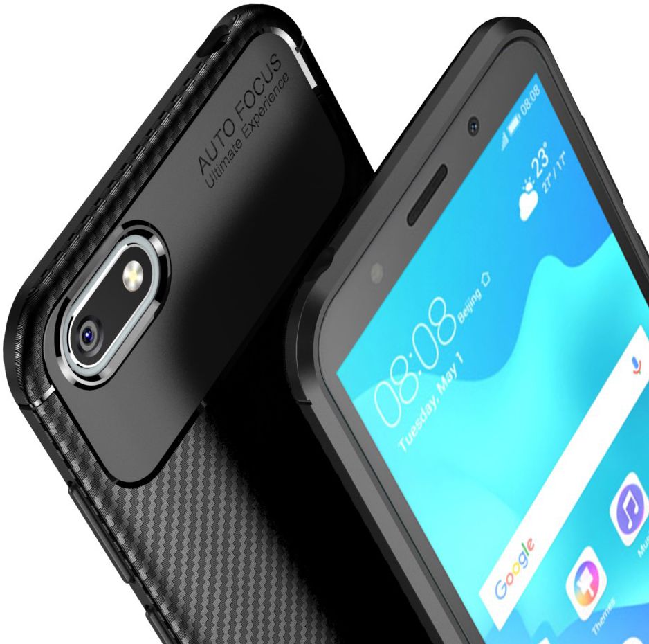 Huawei Y5 (2018) Siliconen Carbon Hoesje Zwart afbeelding 12