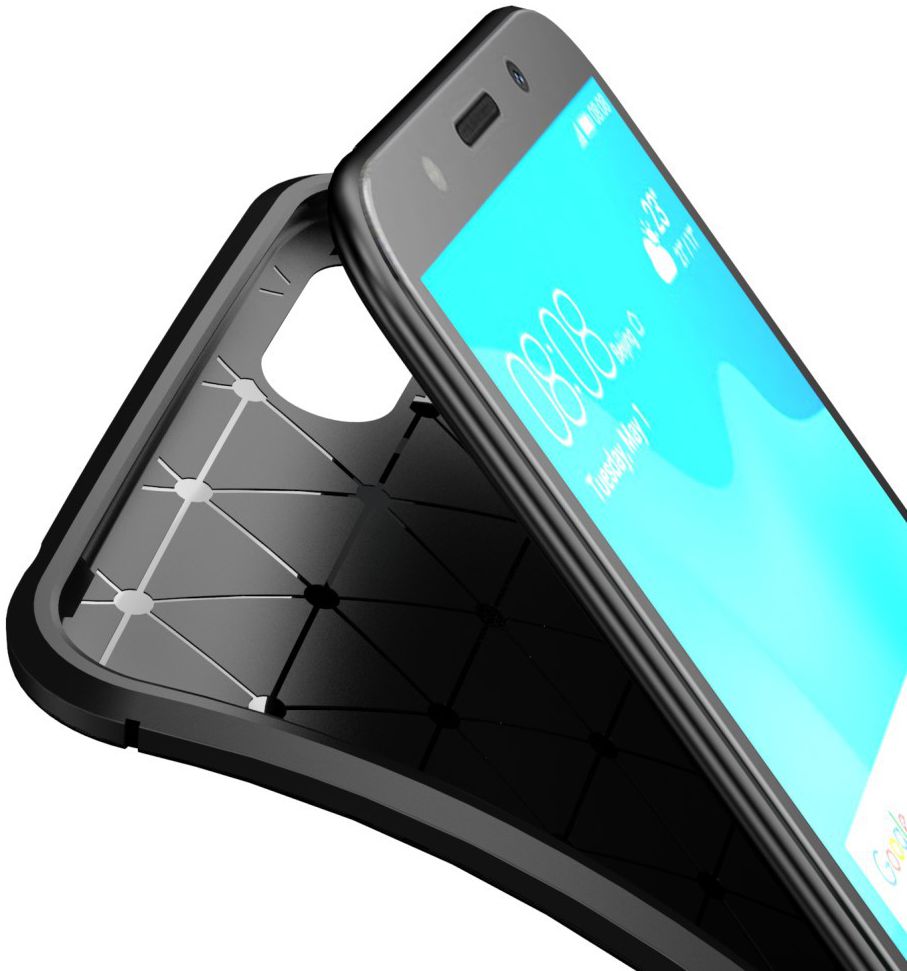 Huawei Y5 (2018) Siliconen Carbon Hoesje Zwart afbeelding 2