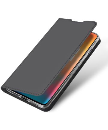 Dux Ducis Premium Book Case OnePlus 6T Hoesje met Kaarthouder Grijs Hoesjes