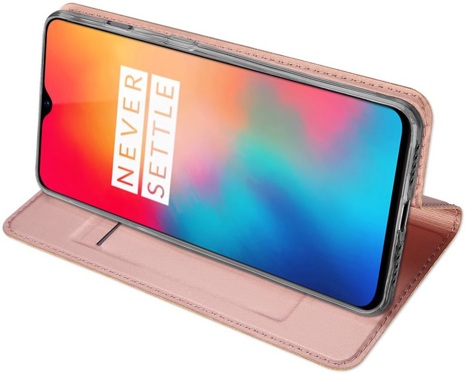 Dux Ducis Premium Book Case OnePlus 6T Hoesje met Kaarthouder Roze afbeelding 4