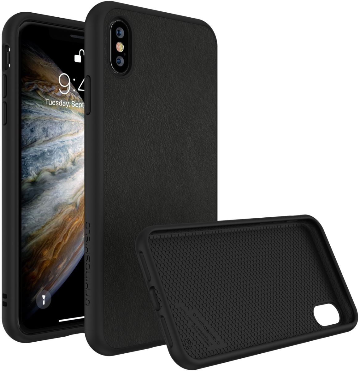RhinoShield SolidSuit Black Leather iPhone XS Hoesje afbeelding 1