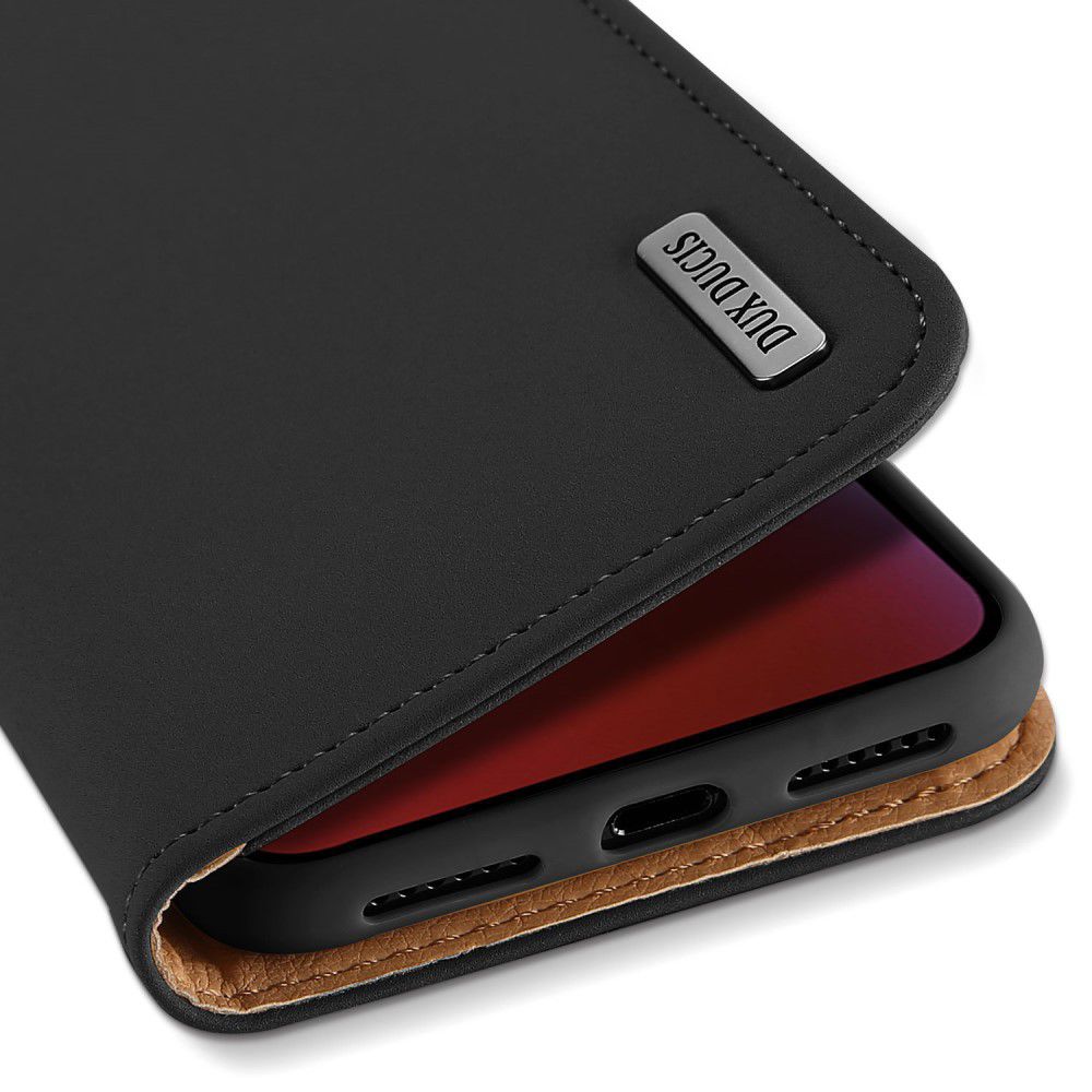 Dux Ducis Luxe Book Case Apple iPhone XR Hoesje Echt Leer Zwart afbeelding 4