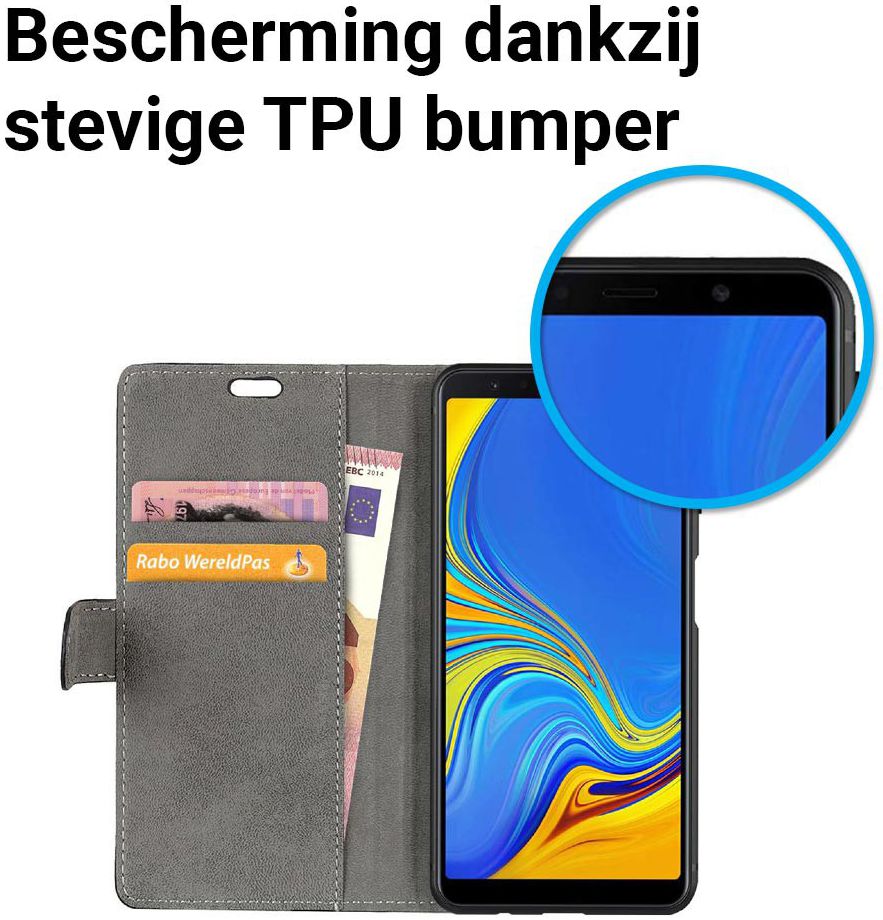 Samsung Galaxy A7 (2018) Portemonnee Hoesje Zwart afbeelding 4