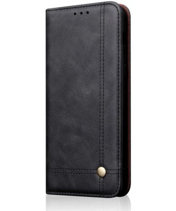 OnePlus 6T Vintage Portemonnee Hoesje Zwart Hoesjes