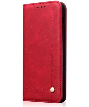 OnePlus 6T Vintage Portemonnee Hoesje Rood Hoesjes