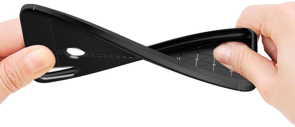 Huawei Honor 8X Litchi Kunstleren Coating TPU Hoesje Zwart afbeelding 10