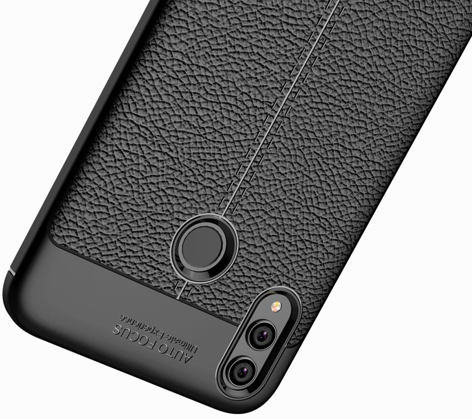 Huawei Honor 8X Litchi Kunstleren Coating TPU Hoesje Zwart afbeelding 12