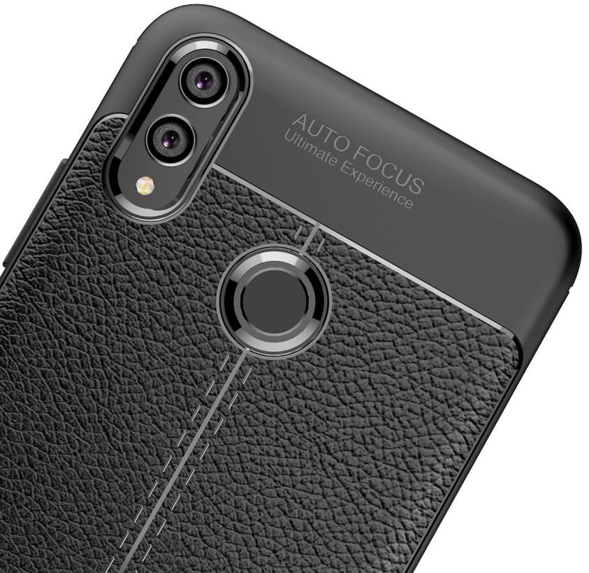 Huawei Honor 8X Litchi Kunstleren Coating TPU Hoesje Zwart afbeelding 7