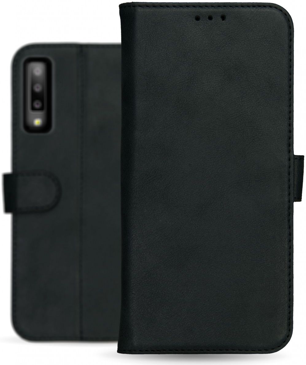 Rosso Deluxe Samsung Galaxy A7 2018 Hoesje Echt Leer Book Case Zwart afbeelding 13