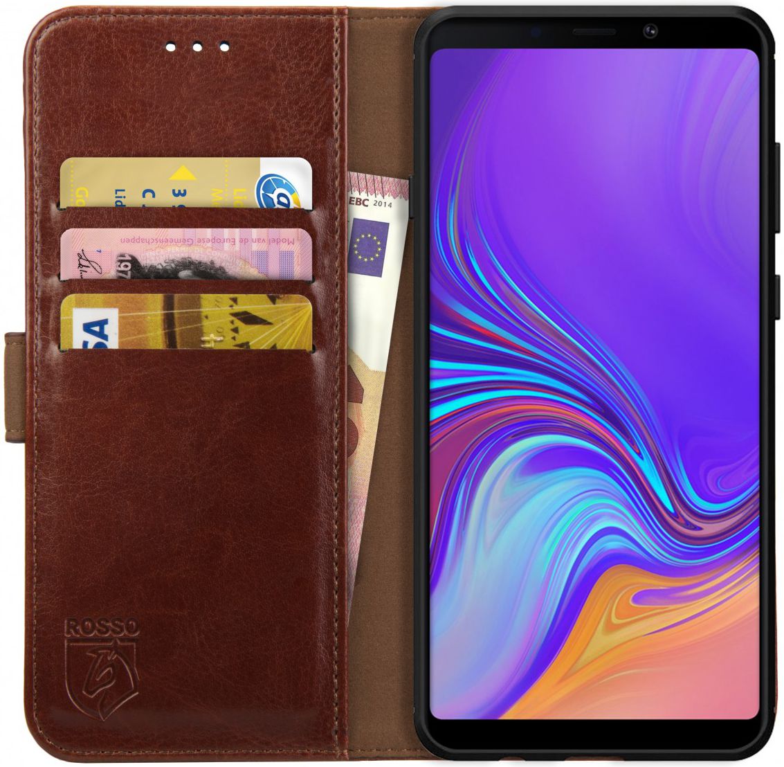 Rosso Element Samsung Galaxy A9 (2018) Hoesje Book Cover Bruin afbeelding 1