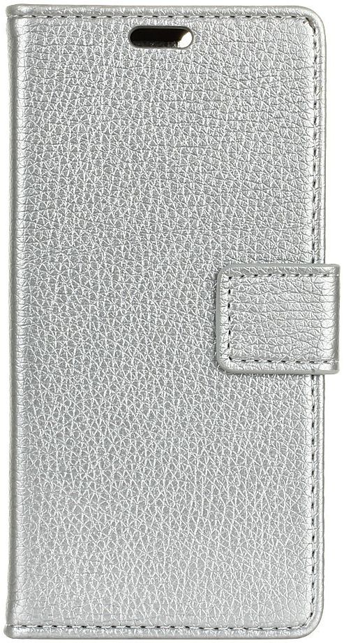 Samsung Galaxy J4 Plus Lychee Leren Portemonnee Hoesje Zilver afbeelding 1