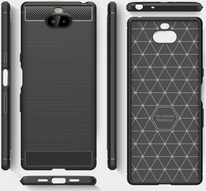 Sony Xperia 10 Plus Geborsteld TPU Hoesje Zwart afbeelding 11
