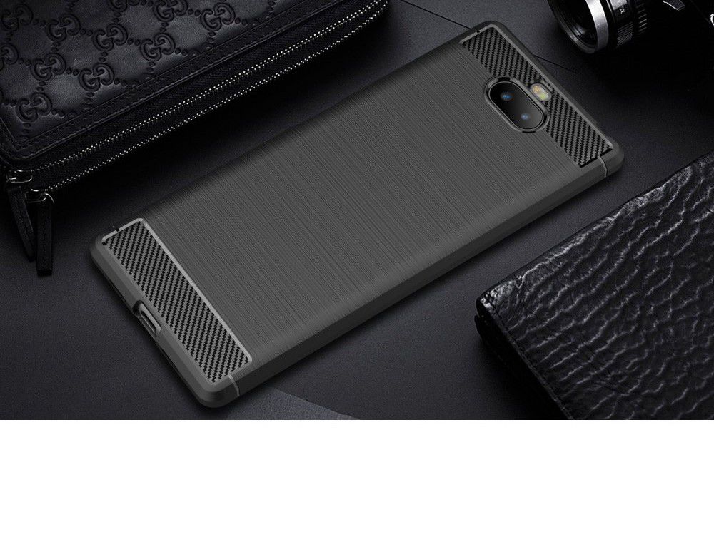 Sony Xperia 10 Plus Geborsteld TPU Hoesje Zwart afbeelding 7