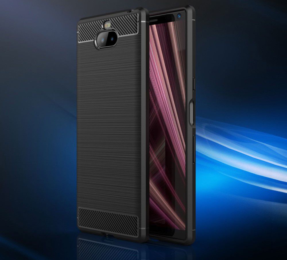 Sony Xperia 10 Plus Geborsteld TPU Hoesje Zwart afbeelding 8