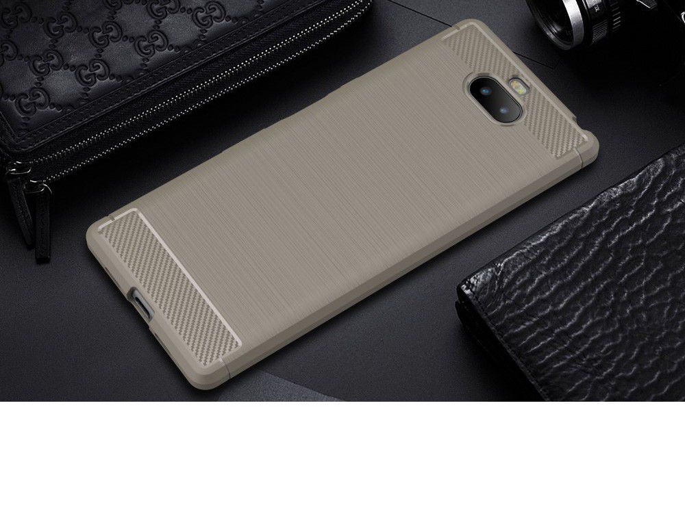 Sony Xperia 10 Plus Geborsteld TPU Hoesje Grijs afbeelding 2