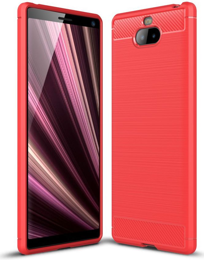 Sony Xperia 10 Plus Geborsteld TPU Hoesje Rood afbeelding 1