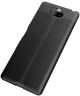 Sony Xperia 10 Plus Hoesje Met Leren Textuur Zwart