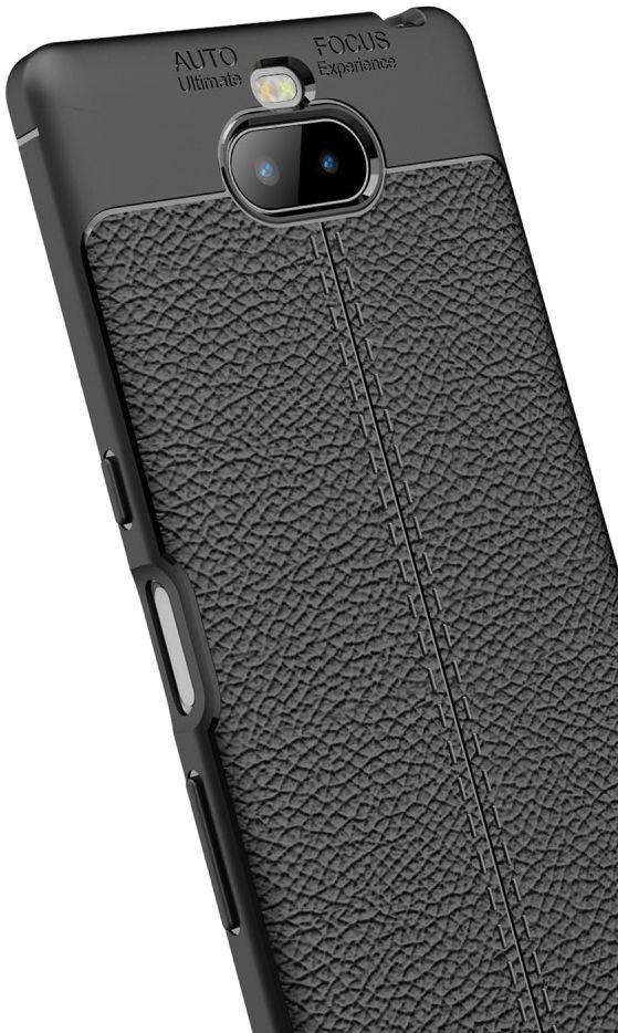 Sony Xperia 10 Plus Hoesje Met Leren Textuur Zwart afbeelding 6