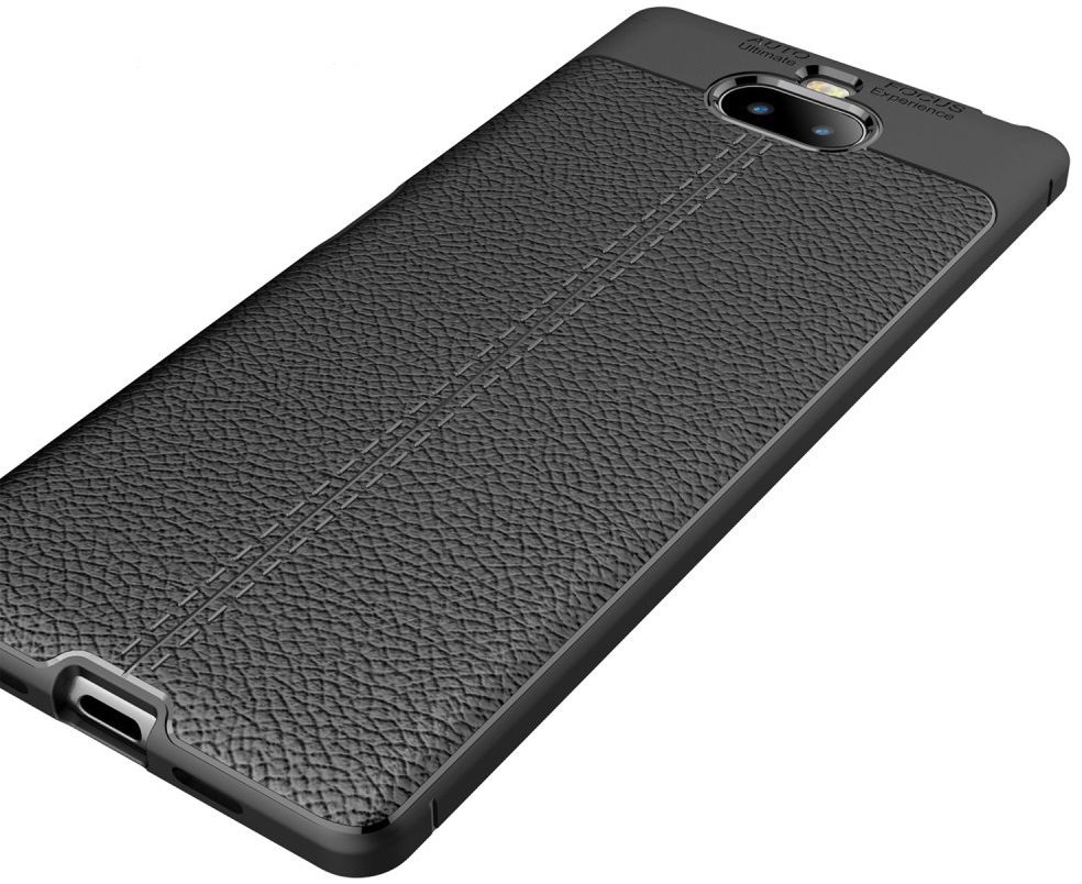 Sony Xperia 10 Plus Hoesje Met Leren Textuur Zwart afbeelding 7