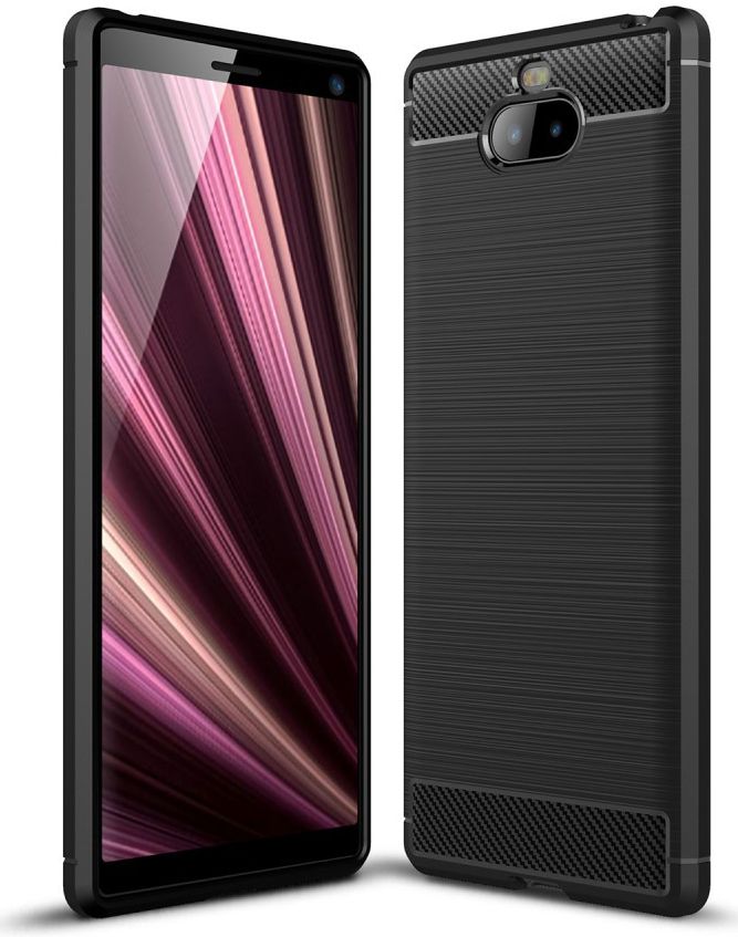 Sony Xperia 10 Geborsteld TPU Hoesje Zwart afbeelding 1