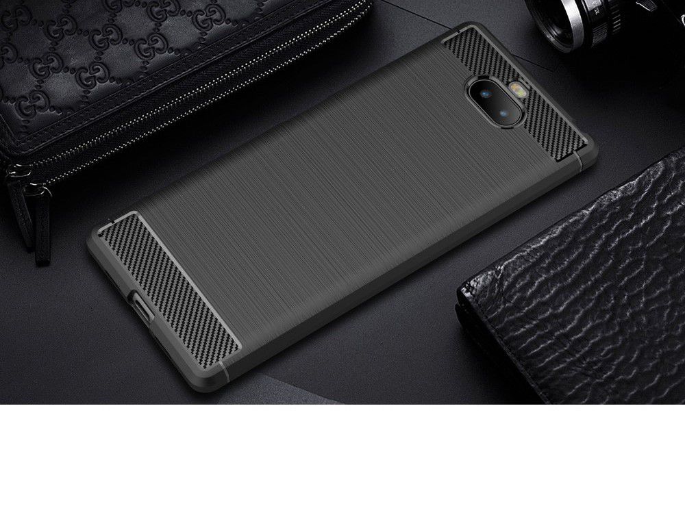 Sony Xperia 10 Geborsteld TPU Hoesje Zwart afbeelding 5