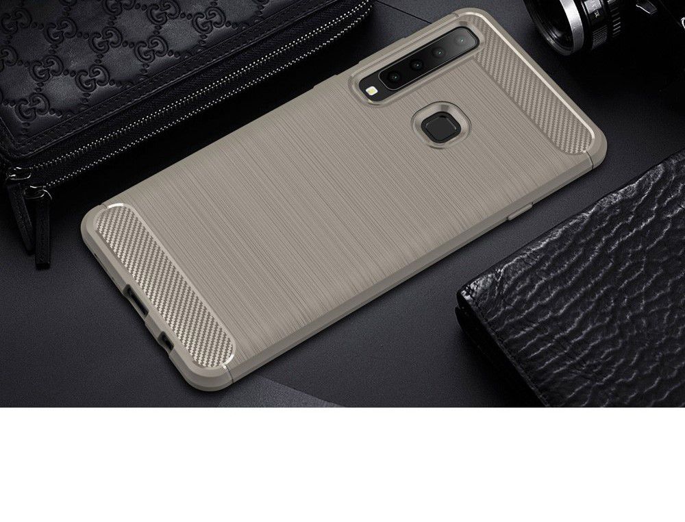Samsung Galaxy A9 (2018) Geborsteld TPU Hoesje Grijs afbeelding 2