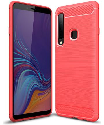 Samsung Galaxy A9 (2018) Geborsteld TPU Hoesje Rood Hoesjes