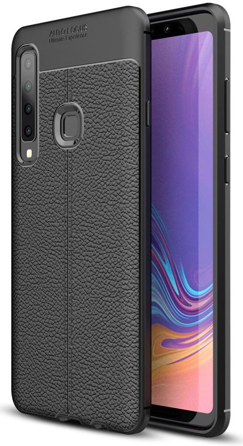 Samsung Galaxy A9 (2018) Hoesje met Kunstleer Coating Zwart afbeelding 1