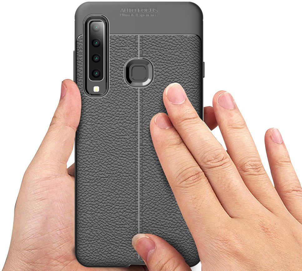 Samsung Galaxy A9 (2018) Hoesje met Kunstleer Coating Zwart afbeelding 10