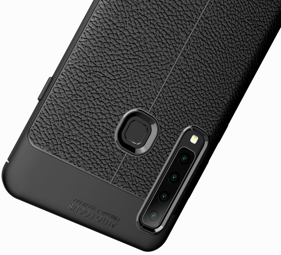 Samsung Galaxy A9 (2018) Hoesje met Kunstleer Coating Zwart afbeelding 3