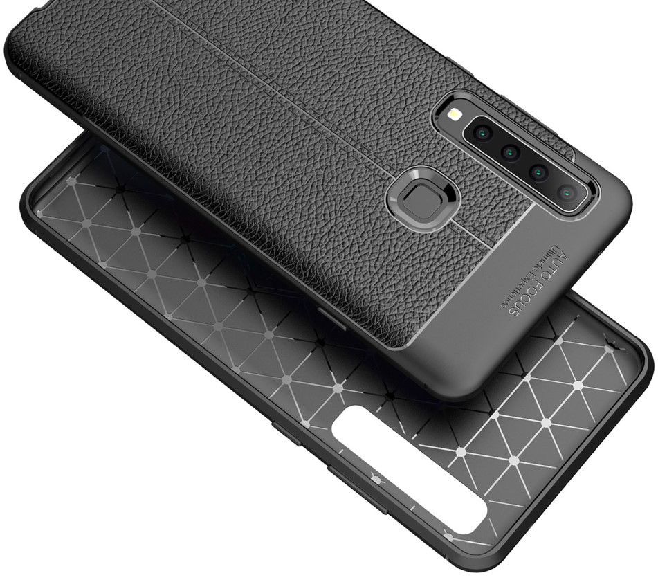 Samsung Galaxy A9 (2018) Hoesje met Kunstleer Coating Zwart afbeelding 5