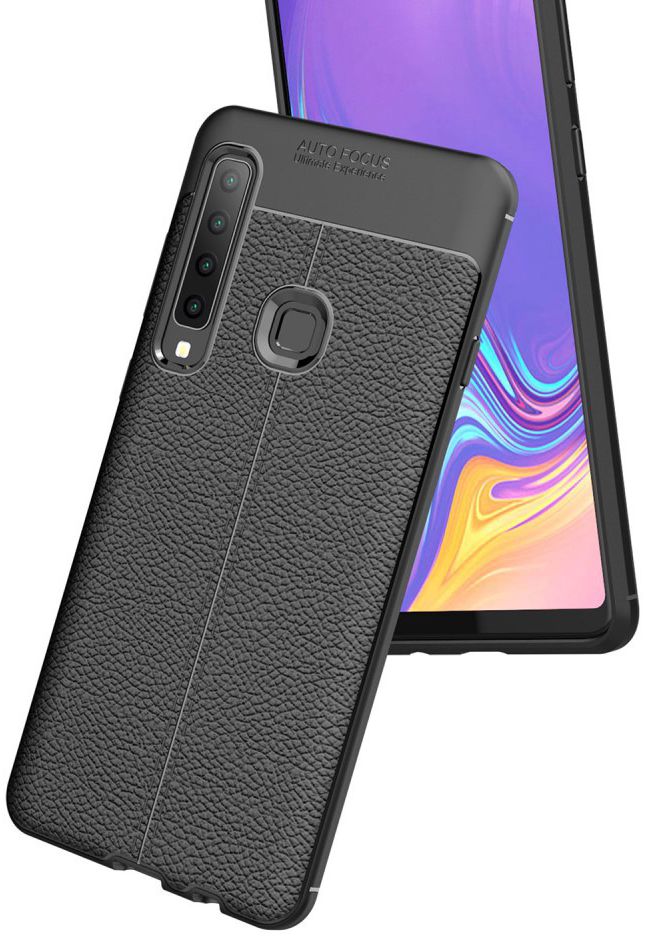Samsung Galaxy A9 (2018) Hoesje met Kunstleer Coating Zwart afbeelding 9