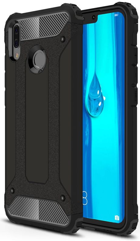 Huawei Y9 (2019) Robuust Hybride Hoesje Zwart afbeelding 1