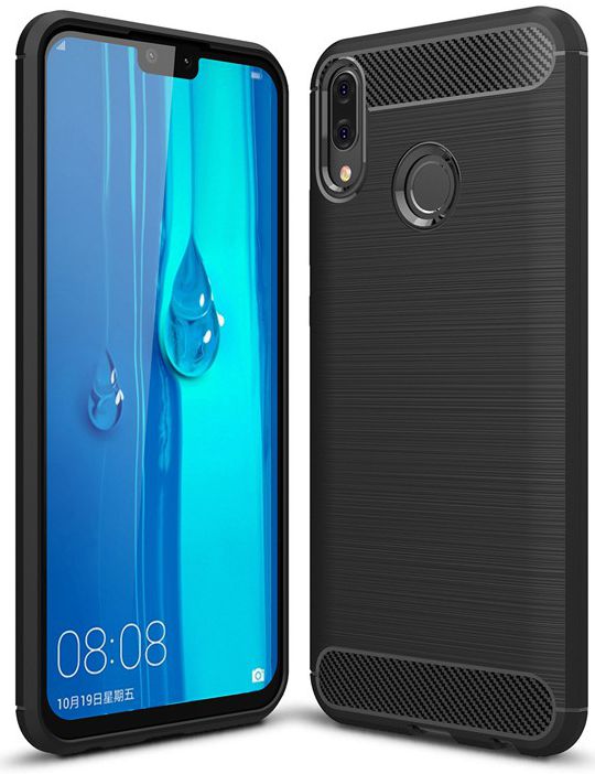Huawei Y9 (2019) Geborsteld TPU Hoesje Zwart afbeelding 1