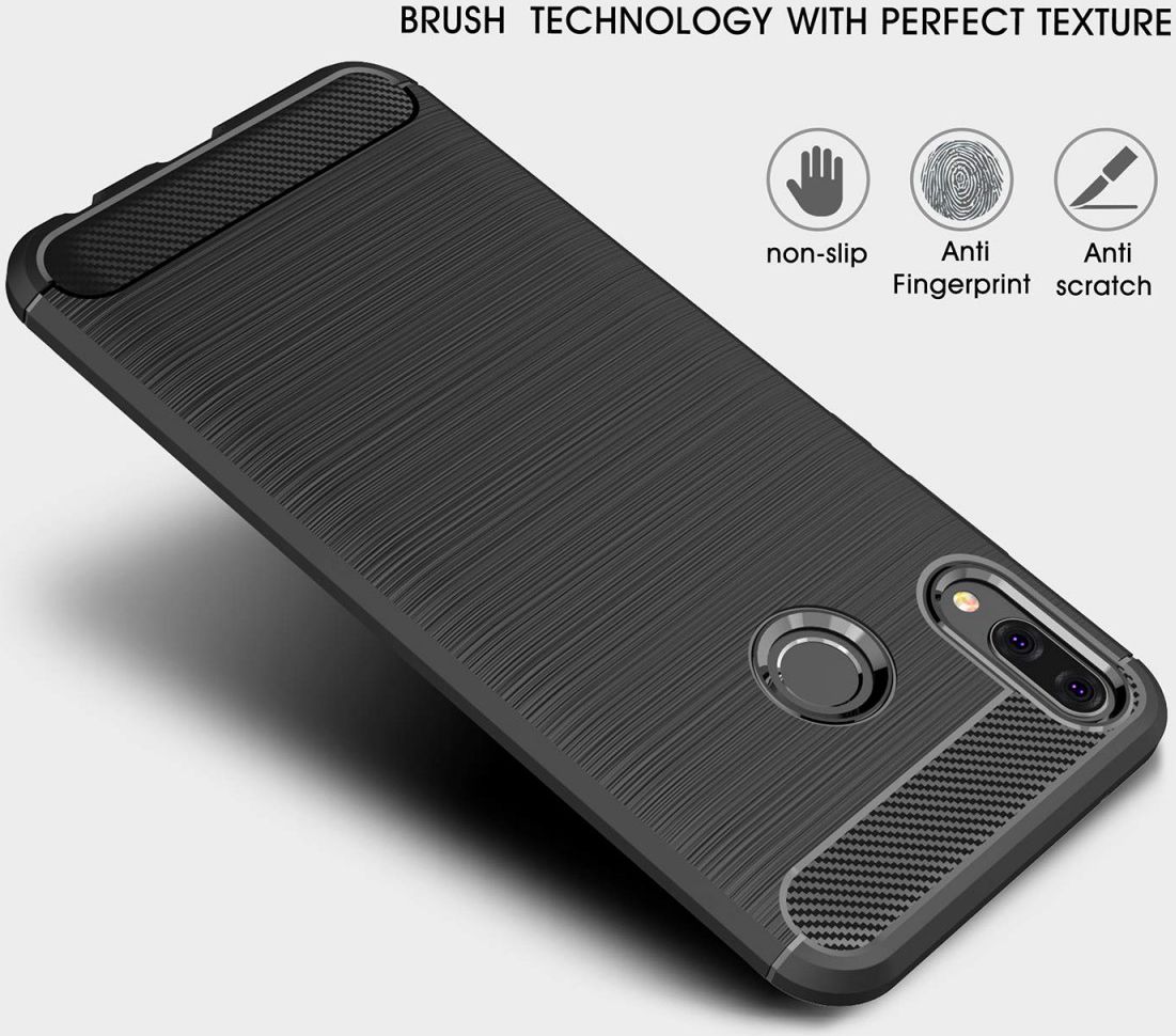 Huawei Y9 (2019) Geborsteld TPU Hoesje Zwart afbeelding 4