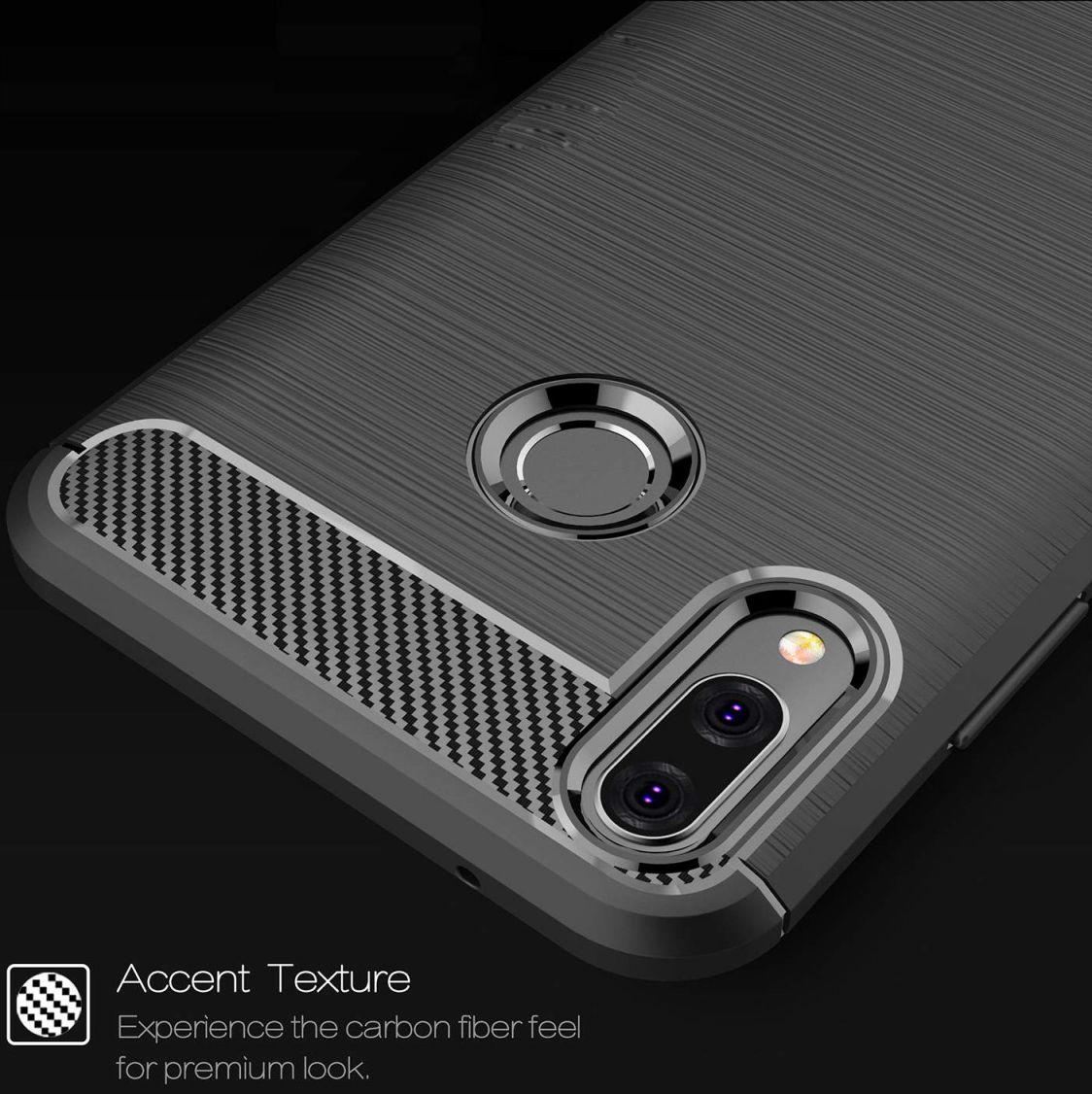 Huawei Y9 (2019) Geborsteld TPU Hoesje Zwart afbeelding 5