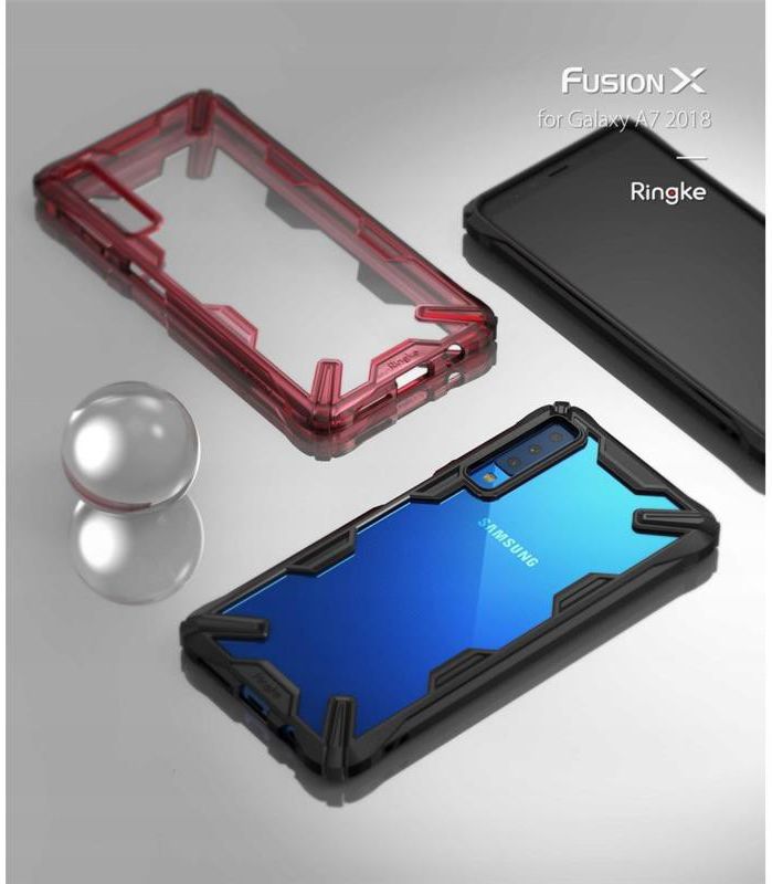 Ringke Fusion X Samsung Galaxy A7 (2018) Hoesje Doorzichtig Black afbeelding 5
