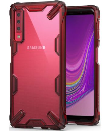 Ringke Fusion X Samsung Galaxy A7 (2018) Hoesje Doorzichtig Ruby Red Hoesjes