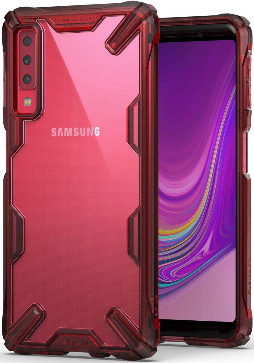 Ringke Fusion X Samsung Galaxy A7 (2018) Hoesje Doorzichtig Ruby Red afbeelding 1